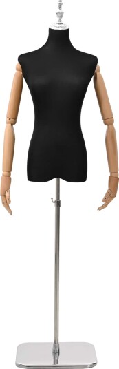 vidaXL Justerbar mannequin 165-213 cm med base Hunn PP Svart vidaXL Justerbar mannequin 165-213 cm med base Hunn PP Svart