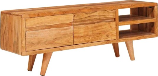 TV skap med hylle med dør Brun 110 x 30 x 40 cm Solid akasietre