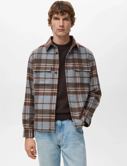 Mango Check Overshirt With Pockets Multi/patterned XXL