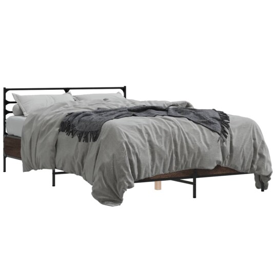 Sengeramme brun eik 140x200 cm konstruert tre og metall 8721102613425