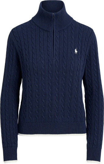Ralph Lauren Golf Cable Knit Quarter Zip Sweater Navy XS