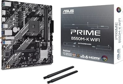 ASUS PRIME B550M-K WIFI Micro-ATX Hovedkort med AM4 Socket og DDR4 Støtte