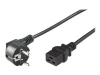 MicroConnect - Strømkabel - CEE 7/7 (hann) vinklet til IEC 60320 C19 rett - AC 250 V - 16 A - 3 m - svart