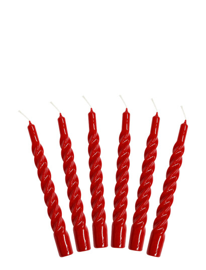 Kunstindustrien Twisted Candles, 6 Piece Box - Red - ONE SIZE