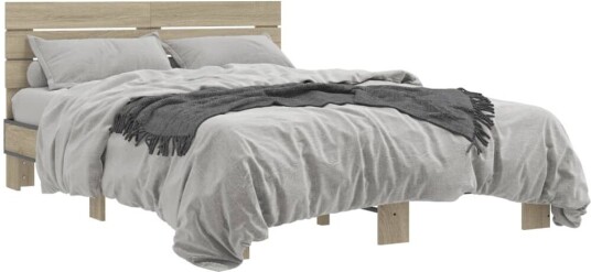 Sengeramme sonoma eik 135x190 cm konstruert tre og metall 8721102614590