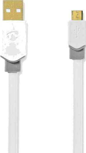 Nedis USB-kabel | USB 2.0 | USB-A Han | USB Micro-B Han | 480 Mbps | Gull belagt | 1.00 m | Flatt | PVC | Hvit | Vindus boks
