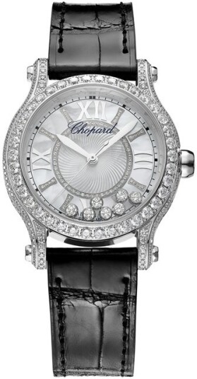 Chopard Dameklokke 274891 1008 Happy Sport Sølvfarget/Lær Ø36 mm