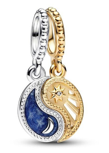 Pandora Moments Charms i 925 forgylt sølv med sol og måne charms