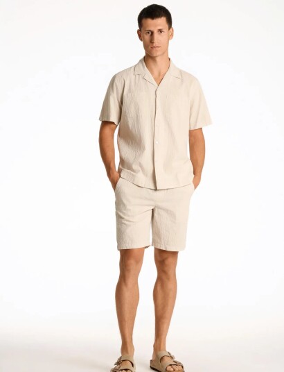 Lindbergh Seersucker Shorts Elasticated Cream XXXL Lindbergh Seersucker Shorts Elasticated Cream XXXL