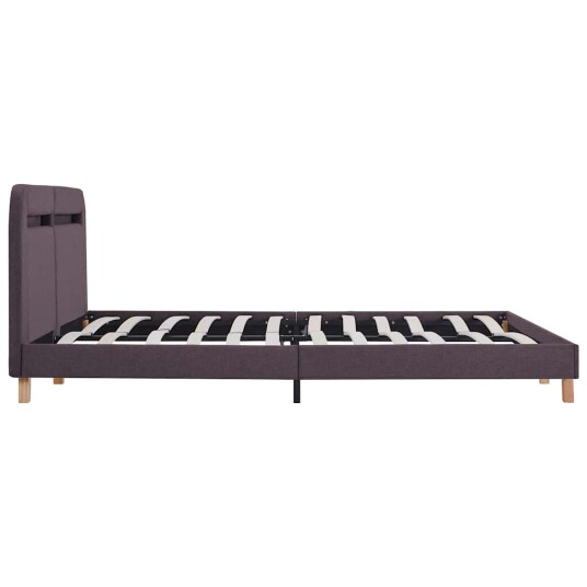 vidaXL Sengeramme med LED gråbrun stoff 150x200cm