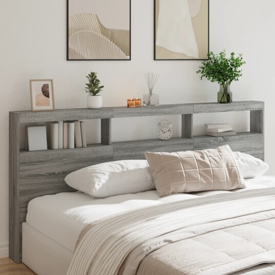  Hodegavl skap med LED grå sonoma 220x17x102 cm 8721012465442
