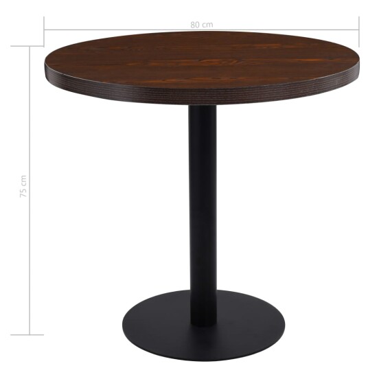 vidaXL Bistrobord mørkebrun 80 cm MDF vidaXL Bistrobord mørkebrun 80 cm MDF