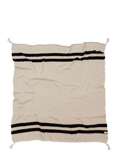 Lorena Canals Knitted Blanket Stripes Natural-Black - Beige - ONE SIZE
