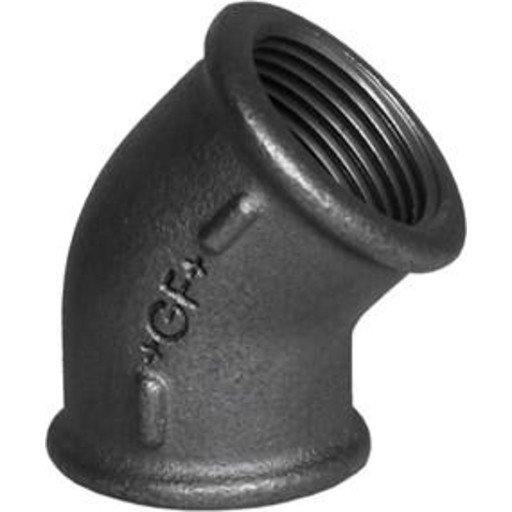 Sort Vinkel muffe/muffe 1" - 45 grader