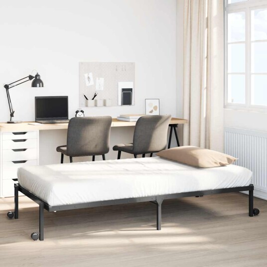  Sengeramme uten madrass sammenleggbar svart 100x190 cm stål