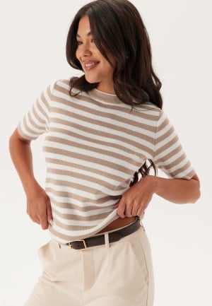 Object Collectors Item Objester S/S new knit pullover Humus Stripes:Cloud dancer M