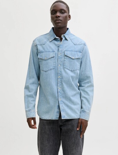Jack & Jones Jjewestern Jjshirt At 187 Noos   Blue   L