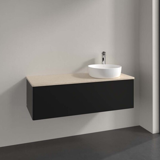 Villeroy & Boch Antao Servantskap med 1 skuff 120x50x36 cm u/lys Sort Matt/Crème Villeroy & Boch Antao Servantskap med 1 skuff 120x50x36 cm u/lys Sort Matt/Crème