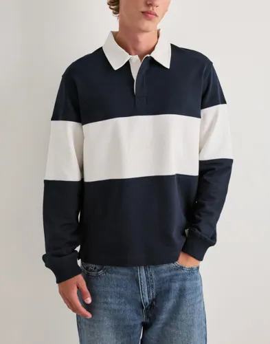 Jack & Jones Jorfrederiksberg Blocking Sweat Pol Langermet poloskjorte Blå