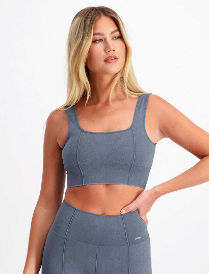 aim´n Washed Denim Seamless Bra Blue XS
