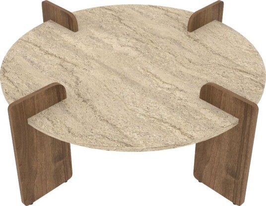 Sofabord Hanah Home Avoure (90 x 35 x 90 cm) Travertine Walnut - Travertin og valnøtt