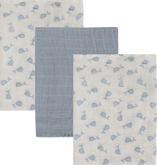 Pippi Organic Cloth Muslin 3 Pack Blue 65x65 Cm Pippi Organic Cloth Muslin 3 Pack Blue 65x65 Cm