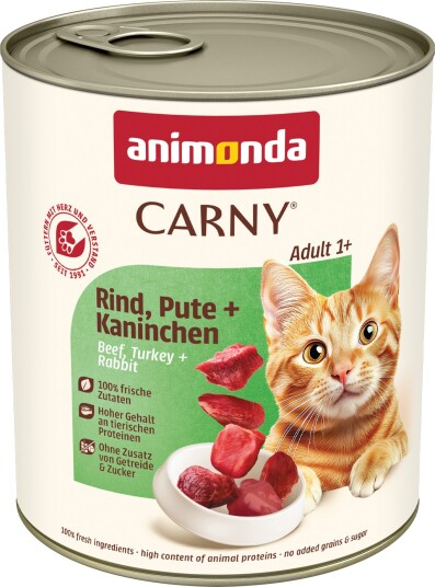 Animonda Carny Adult Våtfôr Blandet Prøvepakke Storfe/Kalkun/Kanin 6x800g