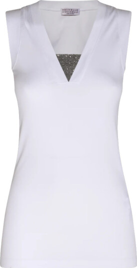 Brunello Cucinelli Dame Topper Hvit L,