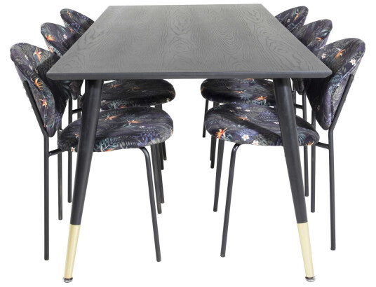 Venture Design Dipp & Vault spisegruppe Svart/flerfarget 6 st stoler & bord 180 x 90 cm