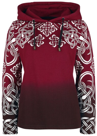 Black Premium by EMP Hettegenser - Red hoodie with Celtic print - S til XXL - Damer - svart-rød