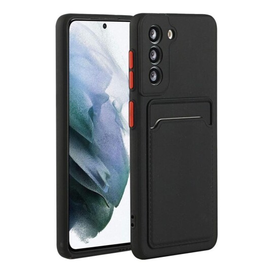 INCOVER Samsung Galaxy S21 Fleksibelt Plast Deksel m. Kortholder - Svart