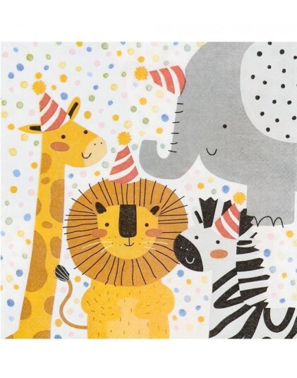 20 stk Servietter med Safari Motiv 33x33 cm Safari Animals