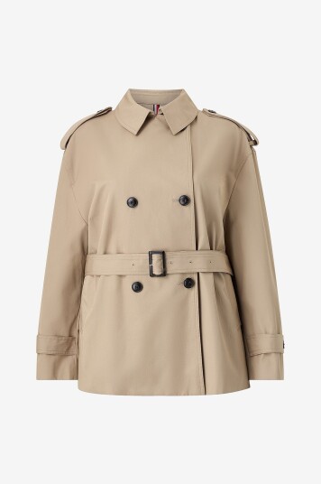 Tommy Hilfiger Curve   Trenchcoat Crv Cotton Short Trench   Beige