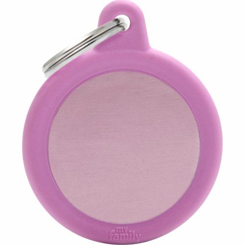 Myfamily Hushtag Sirkel Id Tag-Aluminium Med Plast Kant Rosa