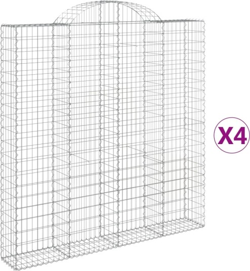 vidaXL Gabionkurver buede 4 stk 200x30x200/220 cm galvanisert jern