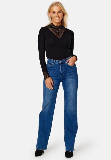 ONLY Tilde L/S High Neck Lace Top JRS Black Detail:BLACK LACE XL