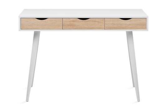 Bernard Skrivebord 110 cm med Oppbevaring 3 Skuffer Hvit/Natur