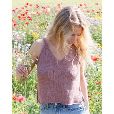 About Spring by DROPS Design Topp Strikkeoppskrift str XS XXL