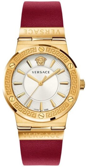 Versace Dameklokke VEVH00420 Greca Sølvfarget/Lær Ø38 mm