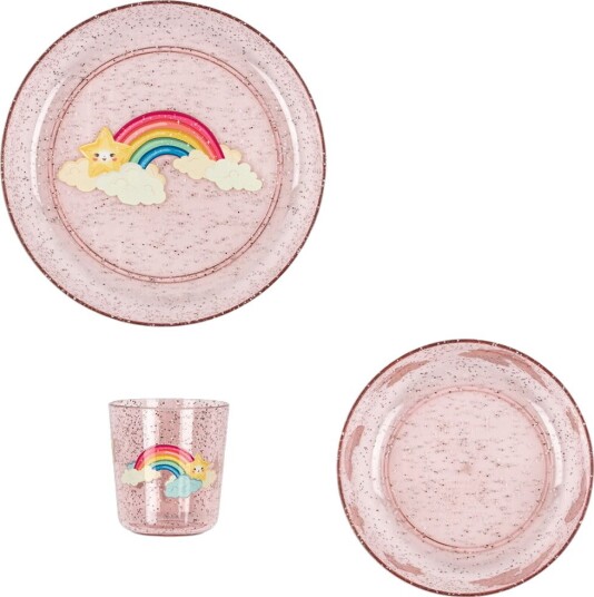 Konges Sløjd Spisesett 3 Deler Rainbow M. Glitter