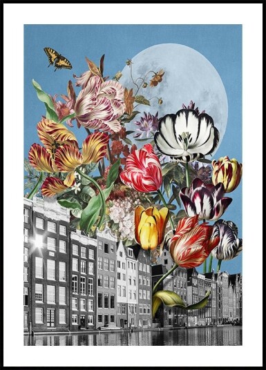 Vibrant Tulips And Intricate Butterflies Plakat Plakat / 100x150cm