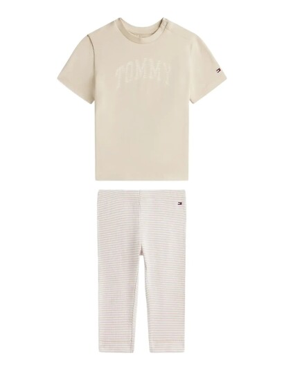 Tommy Hilfiger Tee + Rib Leggings Set Beige 86
