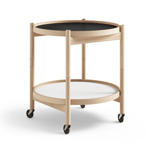 Brdr. Krüger Bølling Tray Table model 50 rullebord base, oljet bøkestativ