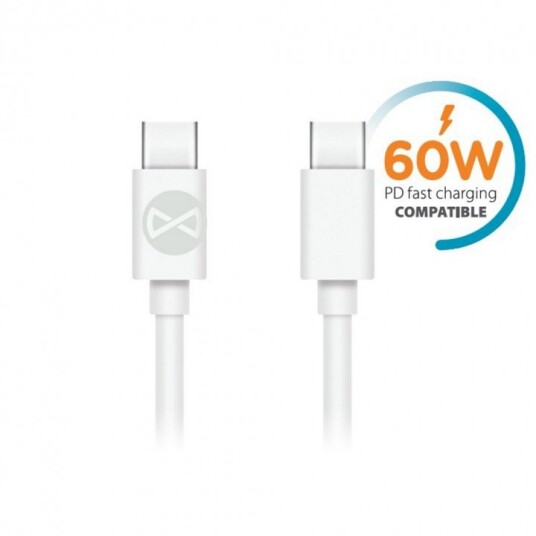 Forever-kabel USB-C USB-C 1,0 m 3A hvit