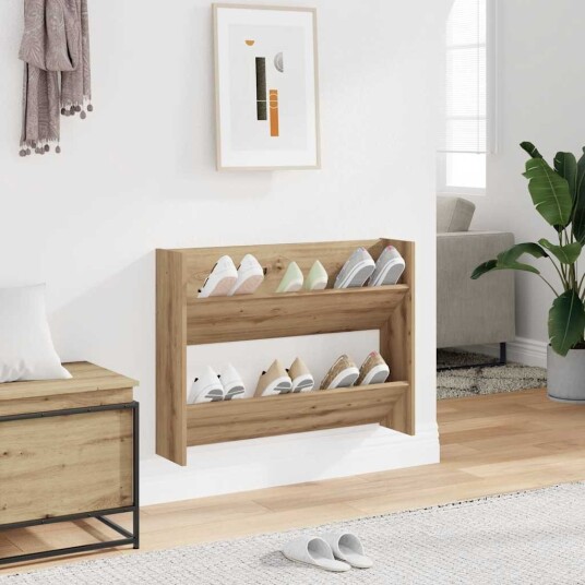 Veggmontert skohylle artisan eik 80x18x60 cm konstruert tre 8721158438966 Veggmontert skohylle artisan eik 80x18x60 cm konstruert tre 8721158438966