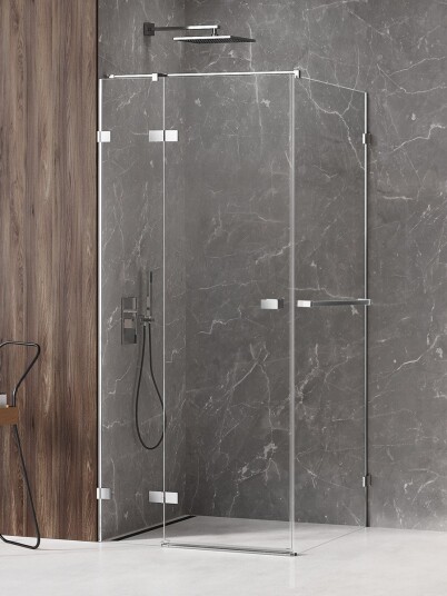 AVEXA Dusjhjørne m/Venstre enkeltdør + Fast vegg m/Håndklehenger