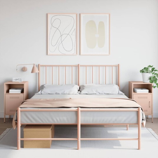  Nattbord 2 stk rosa 36x39x68 cm kaldvalset stål 843069