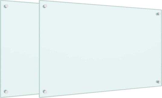 Kjøkkenplater 2 stk hvit 80x50 cm herdet glass