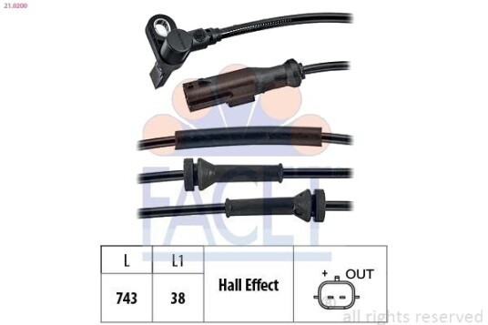 FACET 21.0200 Sensor, ABS FACET 21.0200 Sensor, ABS