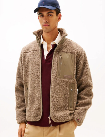 Tommy Hilfiger Teddy Fleece Zip Through   Brown   M